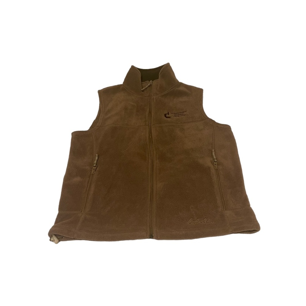 Cabela’s Vest Women Medium Brown Lightweight Embroidered Logo Full‎ Zip Pockets